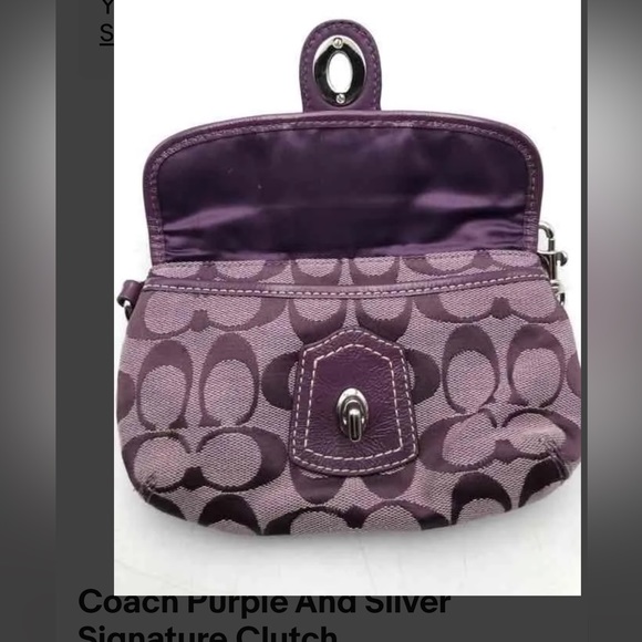 173. Coach Wristlet Purple 8 x 4.5 signature C silver hardware - Picture 2 of 6